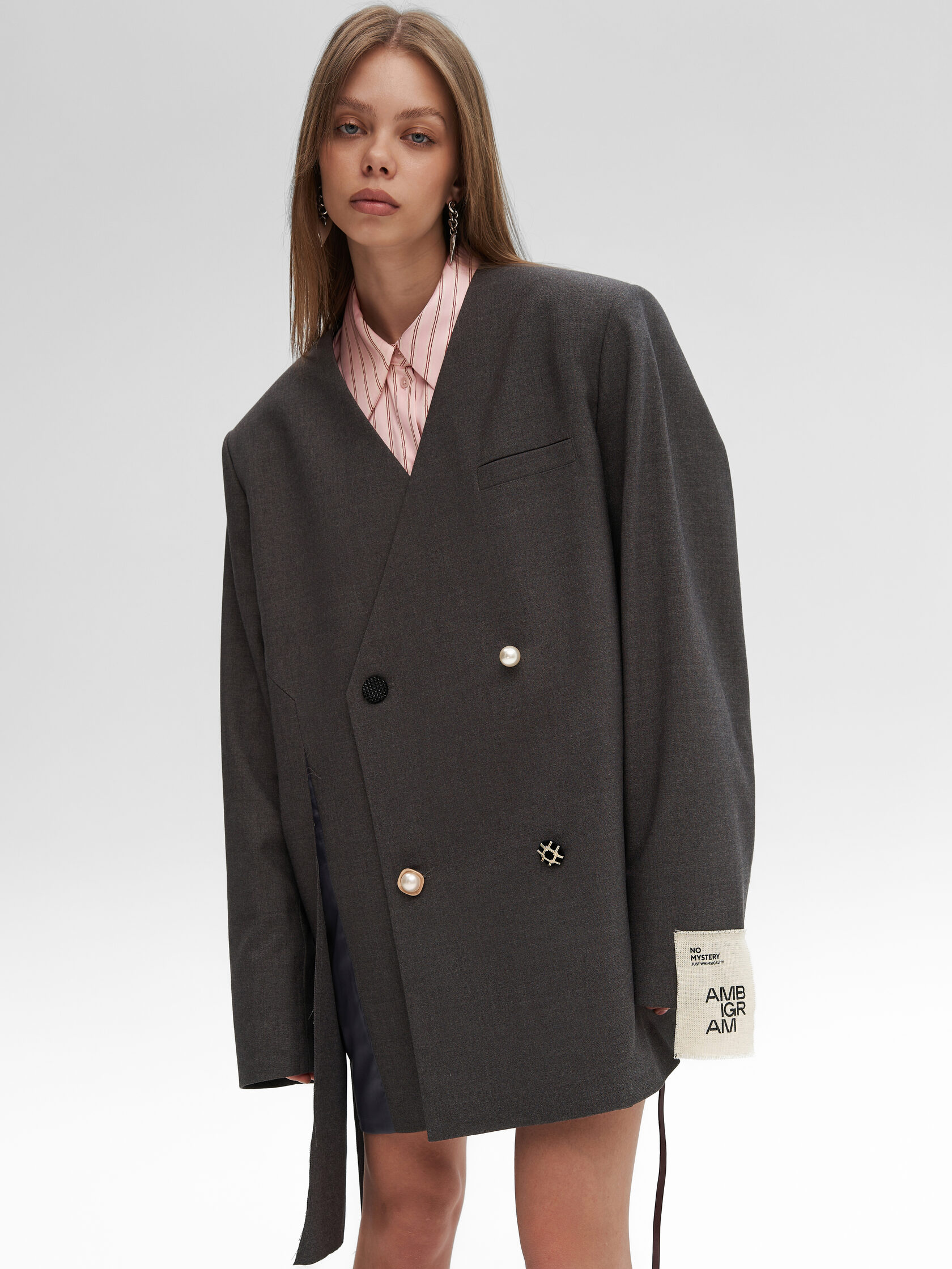 Пиджак «Без лацканов». Серый -- 2