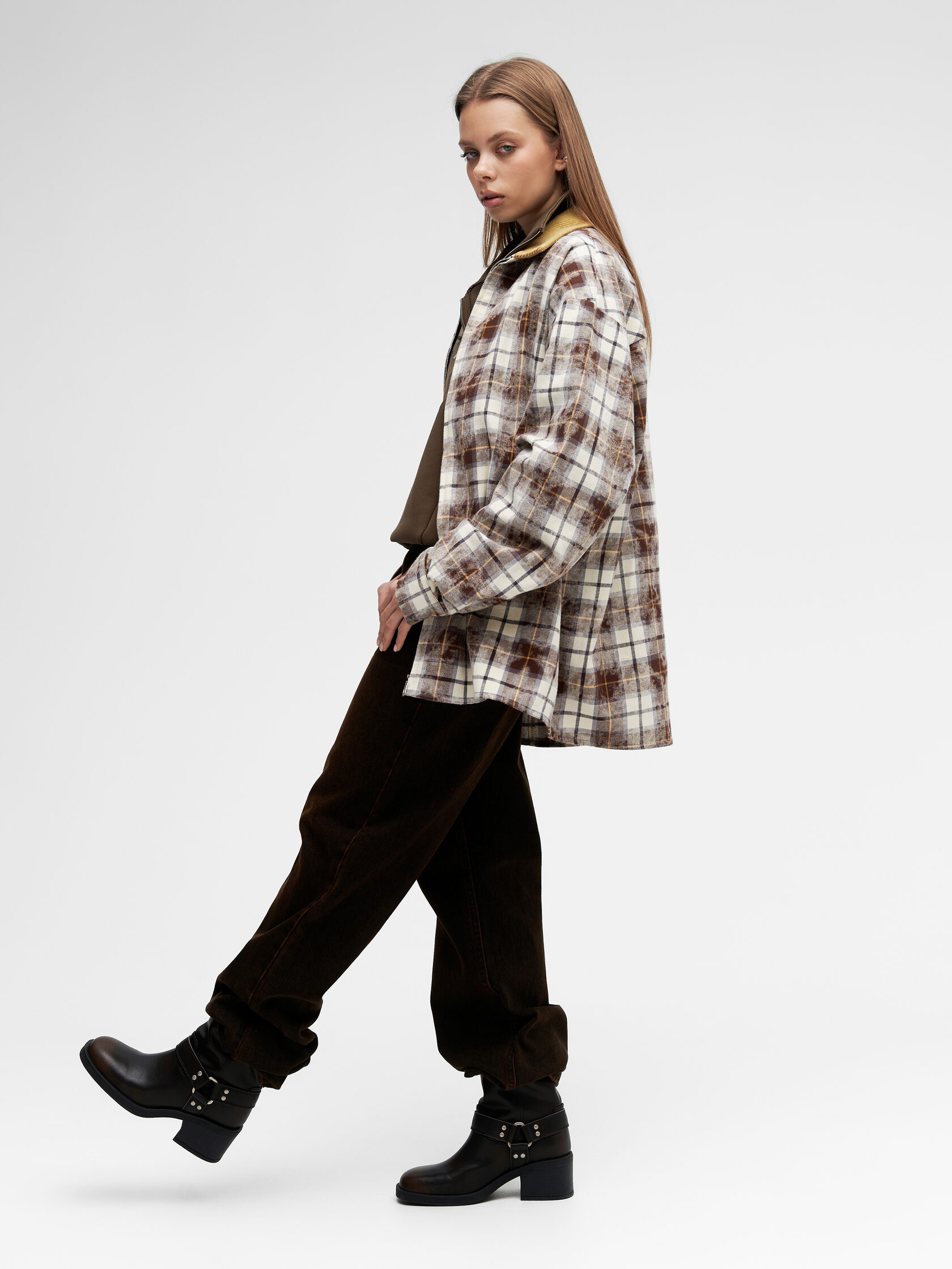 Рубашка «Клетка с молнией». Коричневый -- 2