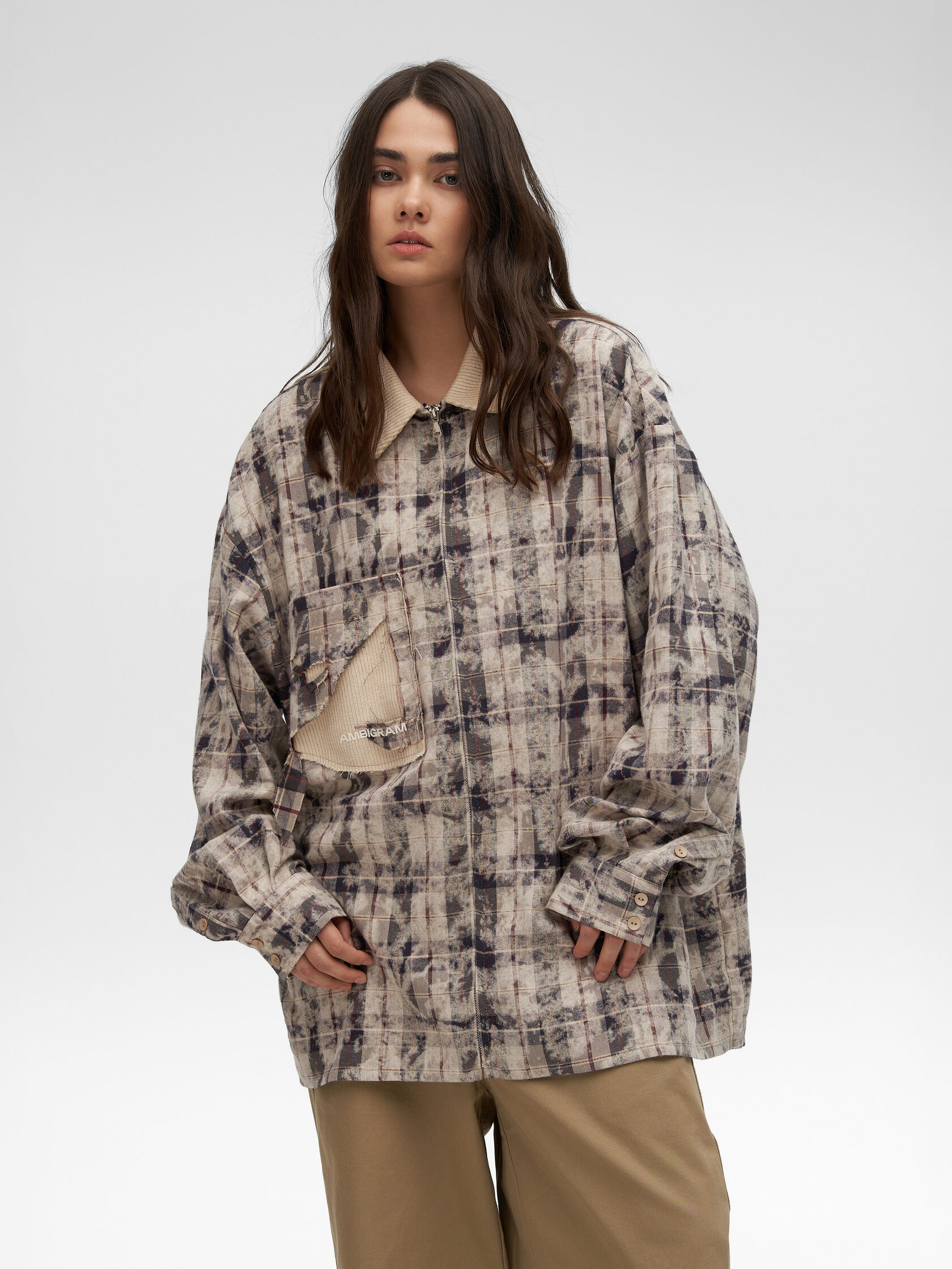 Рубашка «Клетка с молнией». Серый